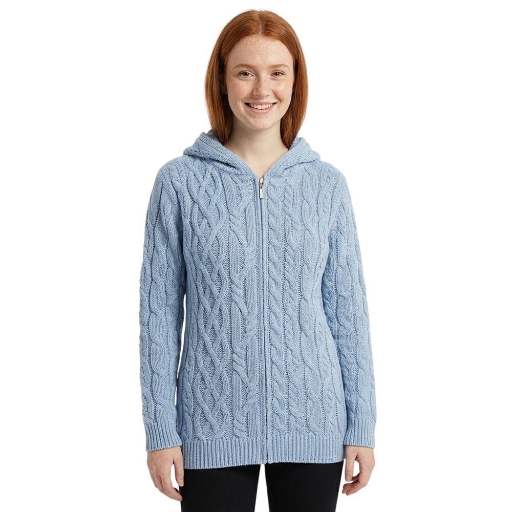 Aran Crafts Ireland Merino Wool Zip Hooded Sweater XS NWOT